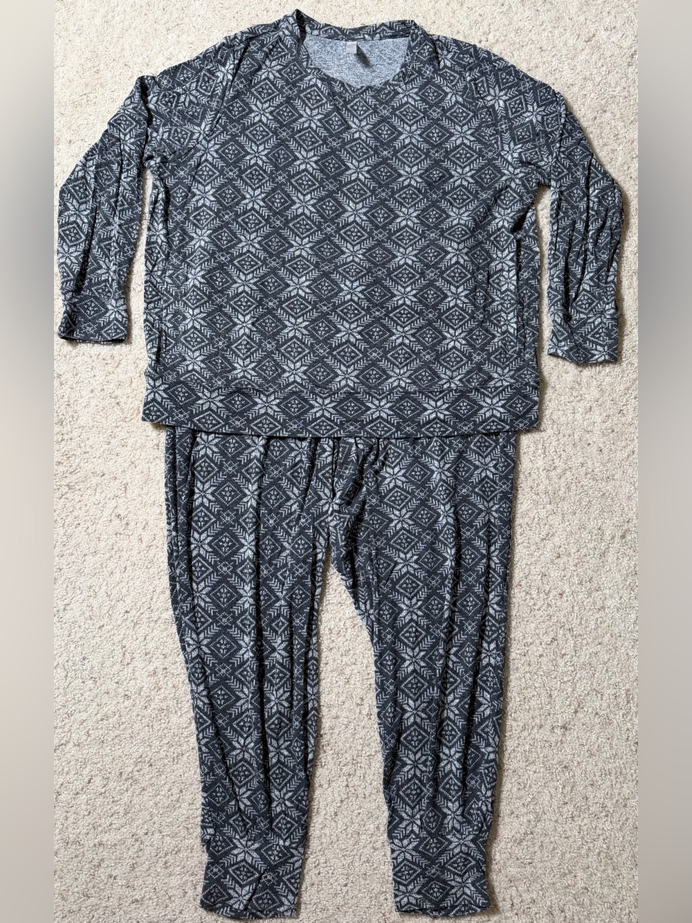 Lane Bryant Sleep Gray Fair Isle Pajama Set 18/20 Cozy Soft Loungewear